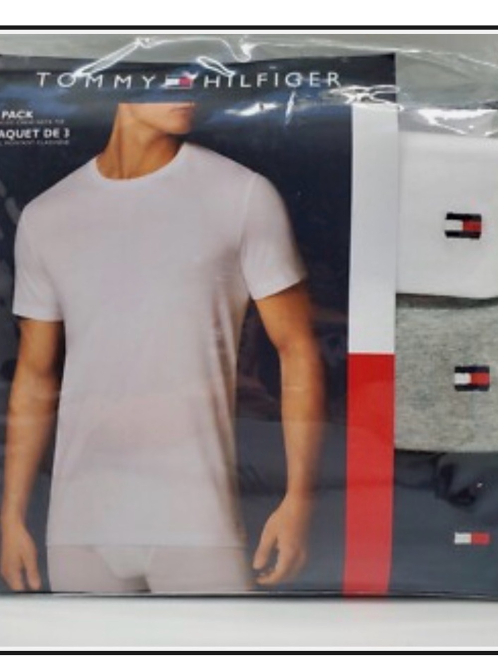 (Ew)TOMMY HILFIGER 3-Pack Men's  Logo Crew Neck T Shirts Assorted Colors